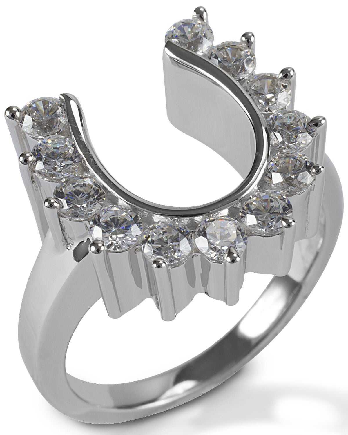 Kelly Herd Women's Outside Set Horseshoe Ring, Silver, hi-res
