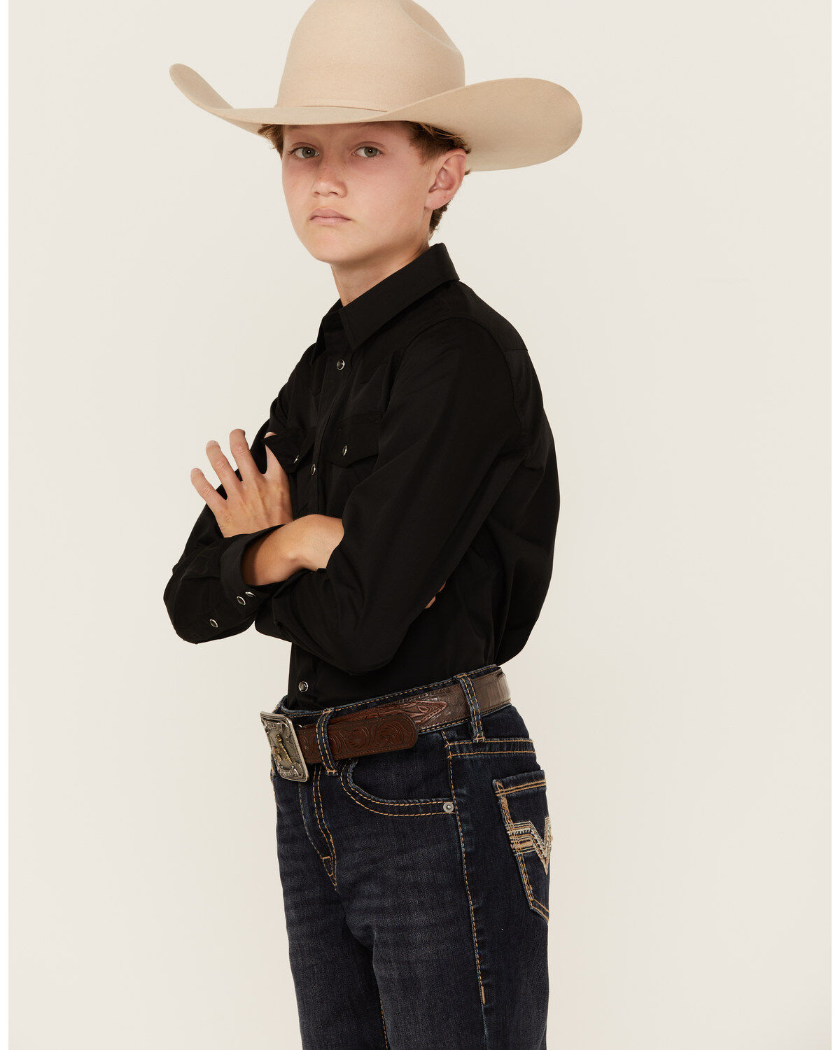 Product Name:  Gibson Trading Co Boys' Solid Long Sleeve Pearl Snap Western Shirt