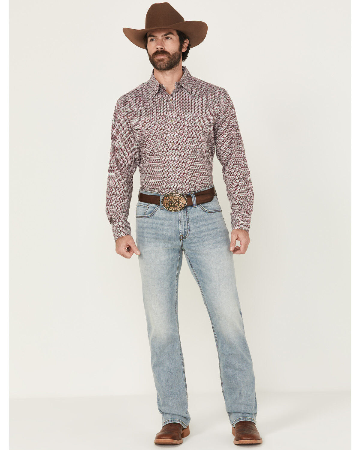 Image #1 - RANK 45® Men's Bunker Wash Trigger Slim Bootcut Stretch Denim Jeans, Light Wash, hi-res