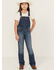 Image #1 - Wrangler Girls' Tegan Medium Wash Denim Overalls, Medium Wash, hi-res