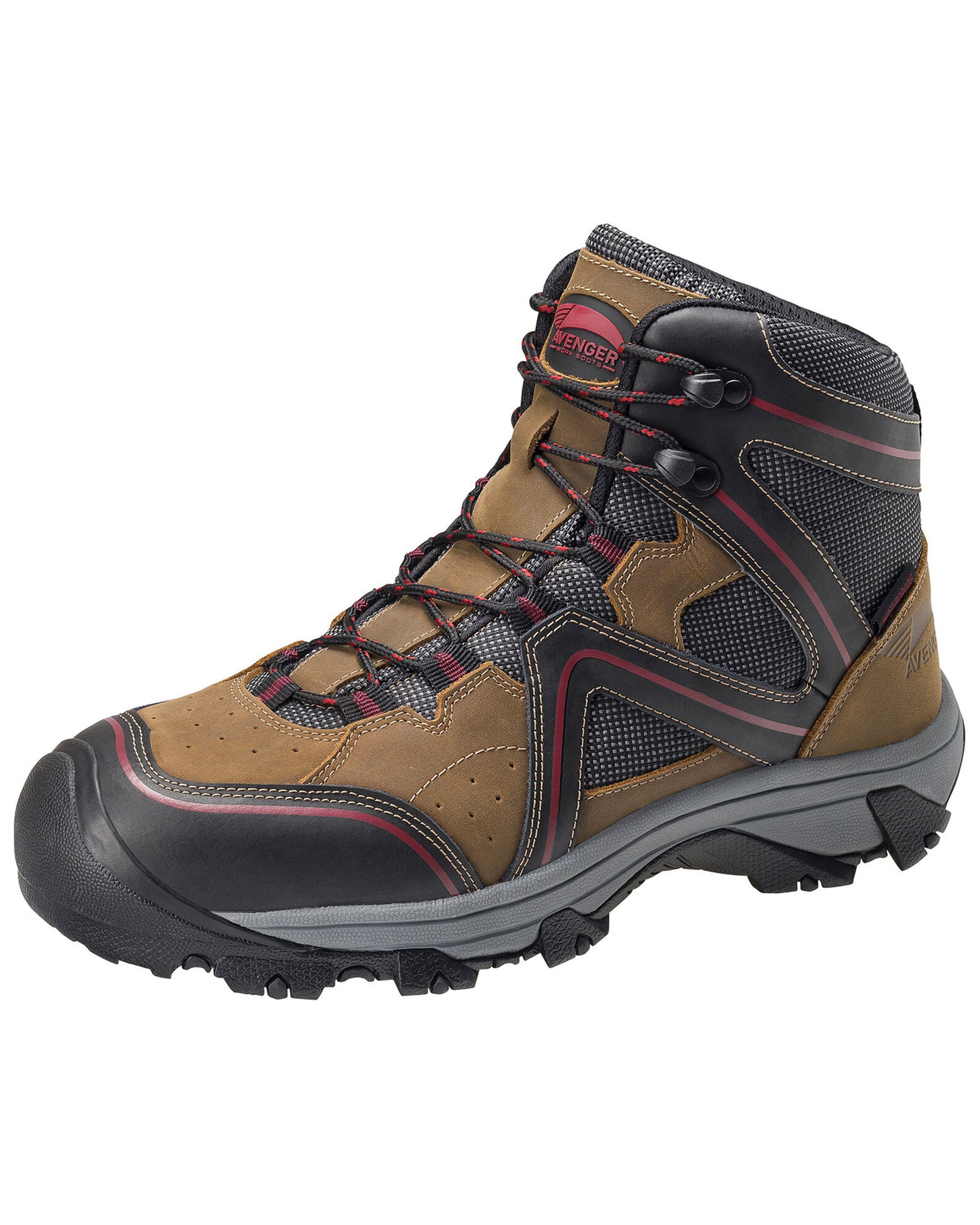 Image #2 - Avenger Men's Crosscut Waterproof Work Boots - Steel Toe, Brown, hi-res
