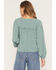 Image #4 - Eyeshadow Women's Long Sleeve Lace Contrast Peasant Top, Sage, hi-res