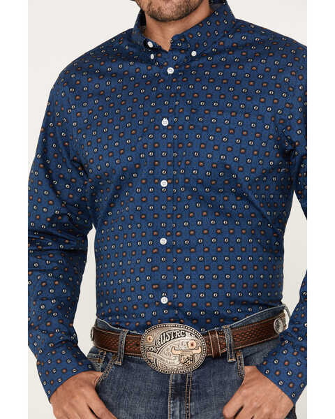 Image #3 - Cody James Men's 2nd Round Geo Print Long Sleeve Button Down Western Shirt - Big , Dark Blue, hi-res
