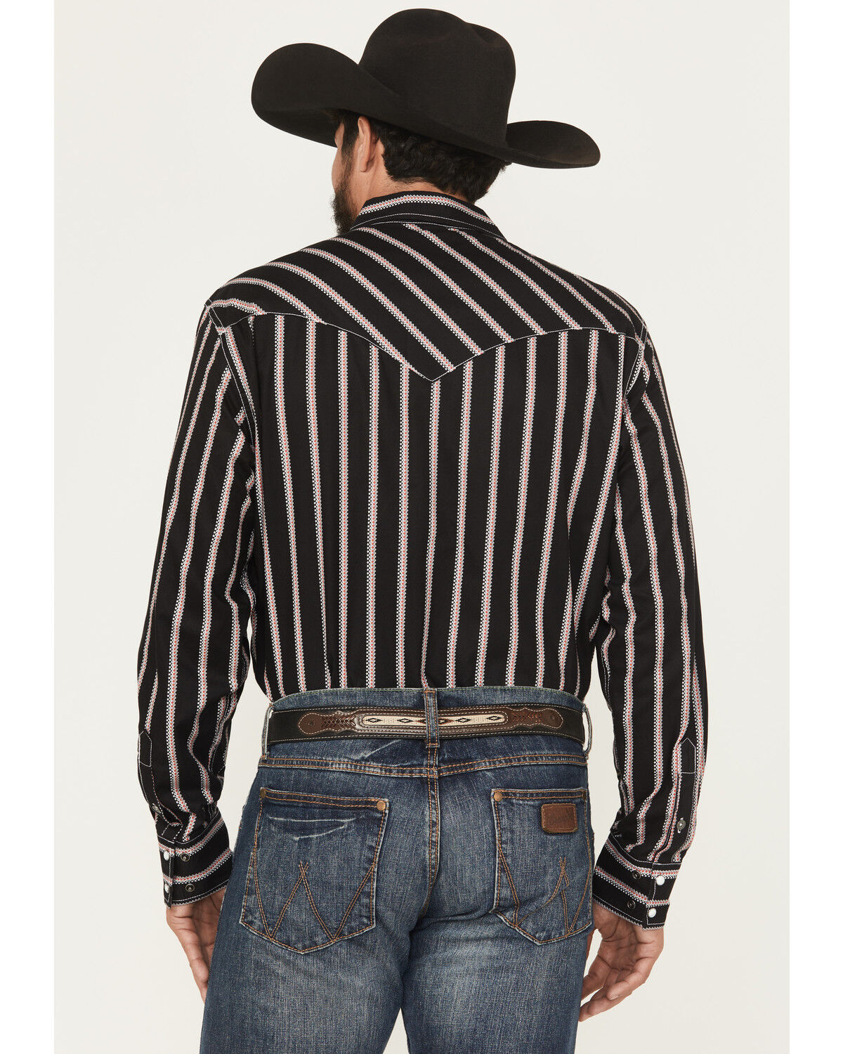 Image #4 - Cinch Men's Modern Fit Striped Long Sleeve Snap Western Shirt, Black, hi-res
