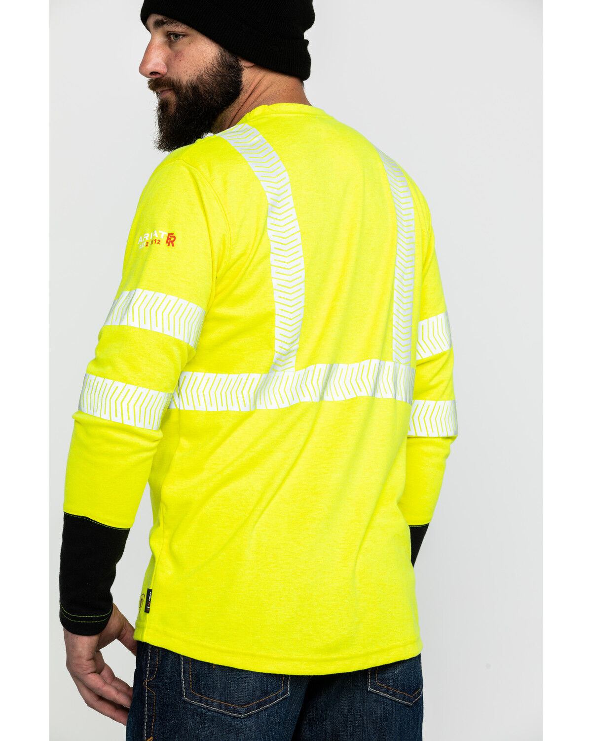 Image #2 - Ariat Men's FR Crew Hi-Vis Long Sleeve Work Pocket T-Shirt - Big & Tall, Yellow, hi-res