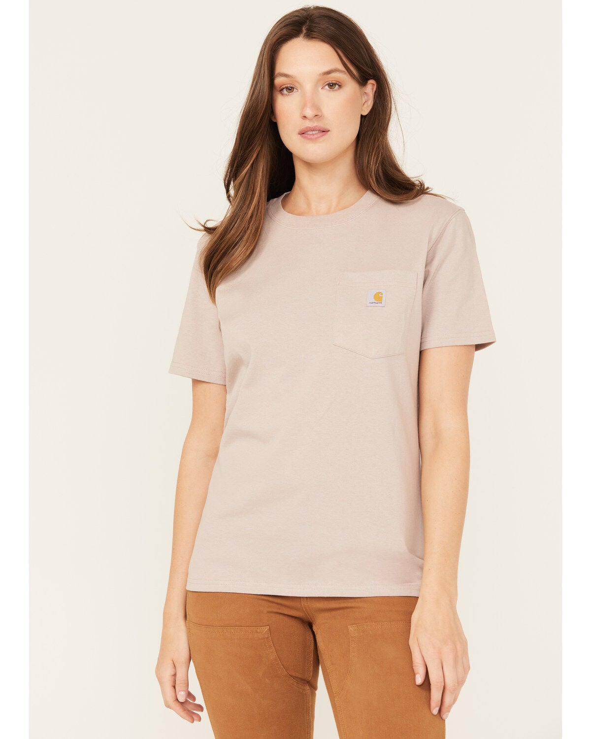 Carhartt Women's Loose Fit Heavyweight Short Sleeve Pocket T-Shirt, Tan, hi-res