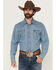 Image #1 - Wrangler Men's Light Wash Denim Long Sleeve Snap Western Shirt, Light Wash, hi-res