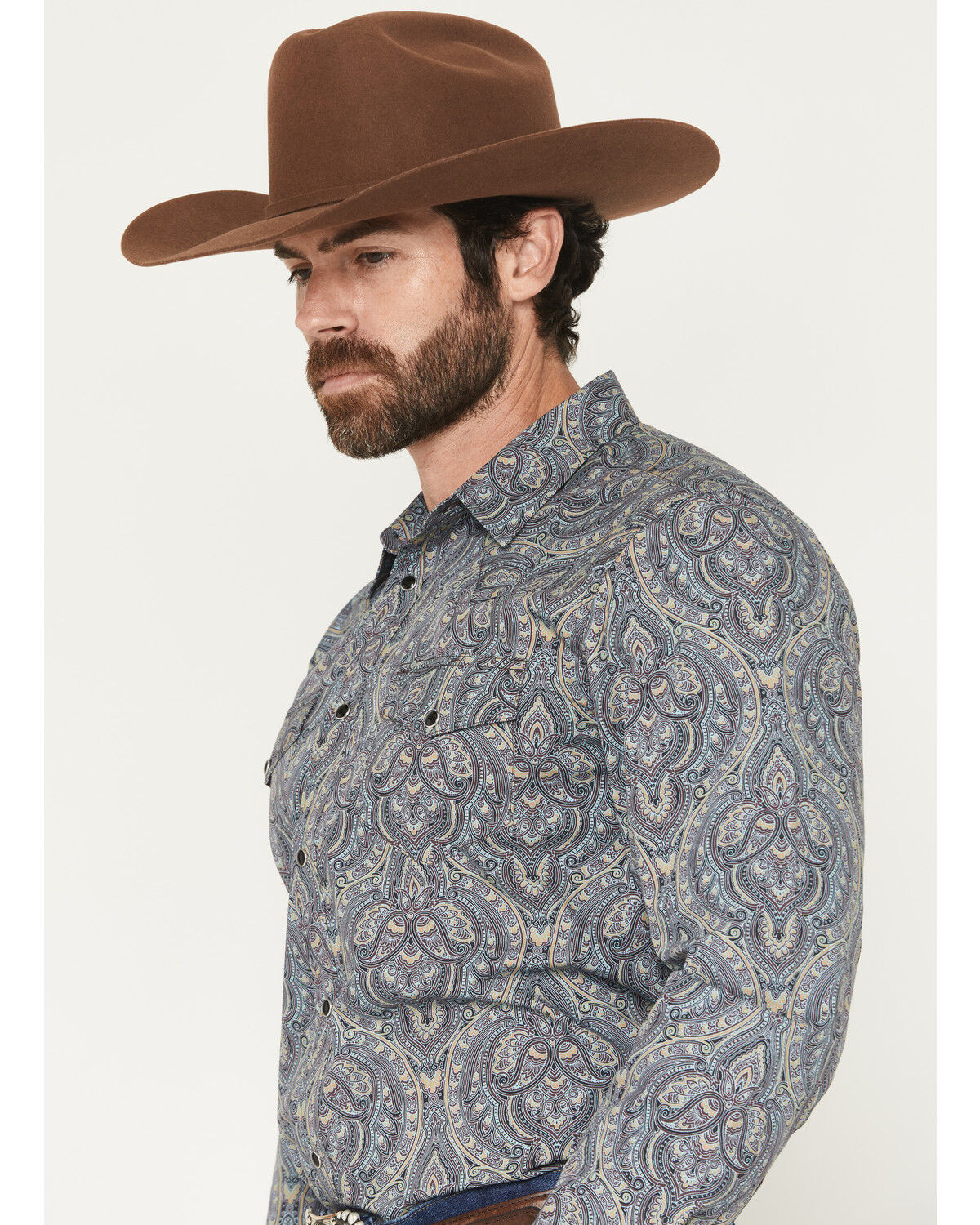 Image #2 - Gibson Trading Co Men's Paisley Power Paisley Print Long Sleeve Snap Western Shirt - Tall, Multi, hi-res