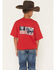 Image #1 - Ariat Boys' Boot Barn Exclusive Etched Bison Flag Short Sleeve Graphic T-Shirt, Red, hi-res