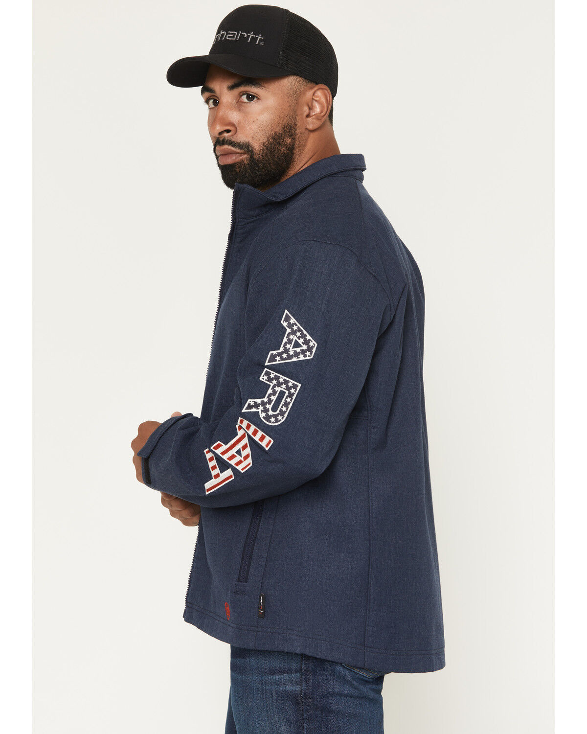 Image #1 - Ariat Men's FR Team Logo Softshell Jacket, Navy, hi-res