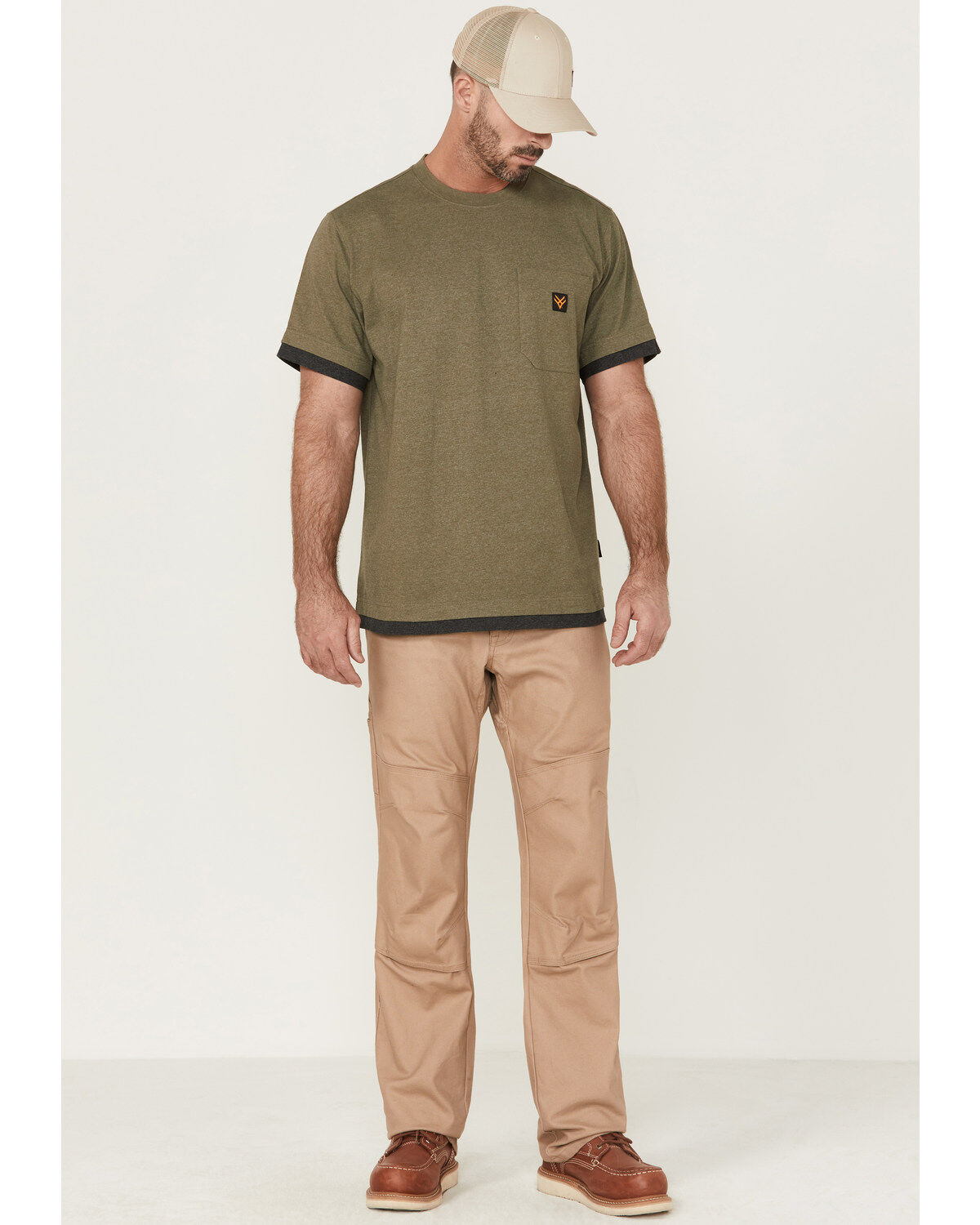 Image #2 - Hawx Men's Layered Work Pocket T-Shirt, Olive, hi-res