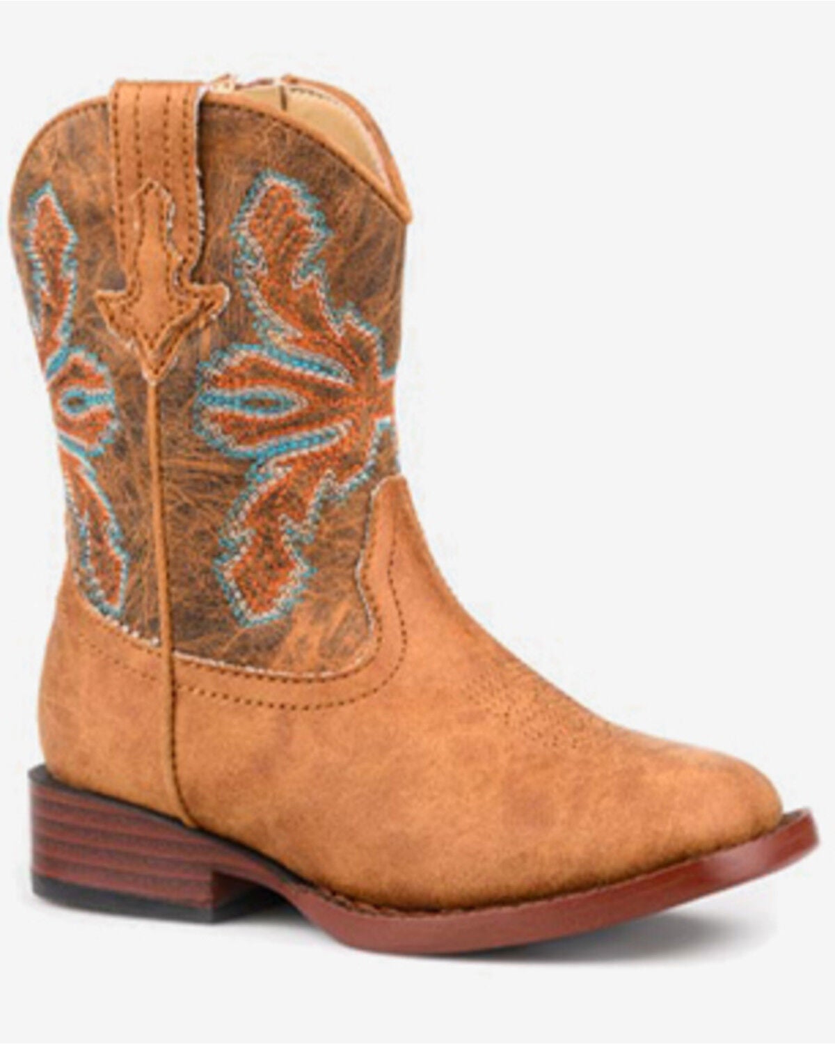 Image #1 - Roper Toddler Kid's Victor Western Boots - Broad Square Toe, Tan, hi-res