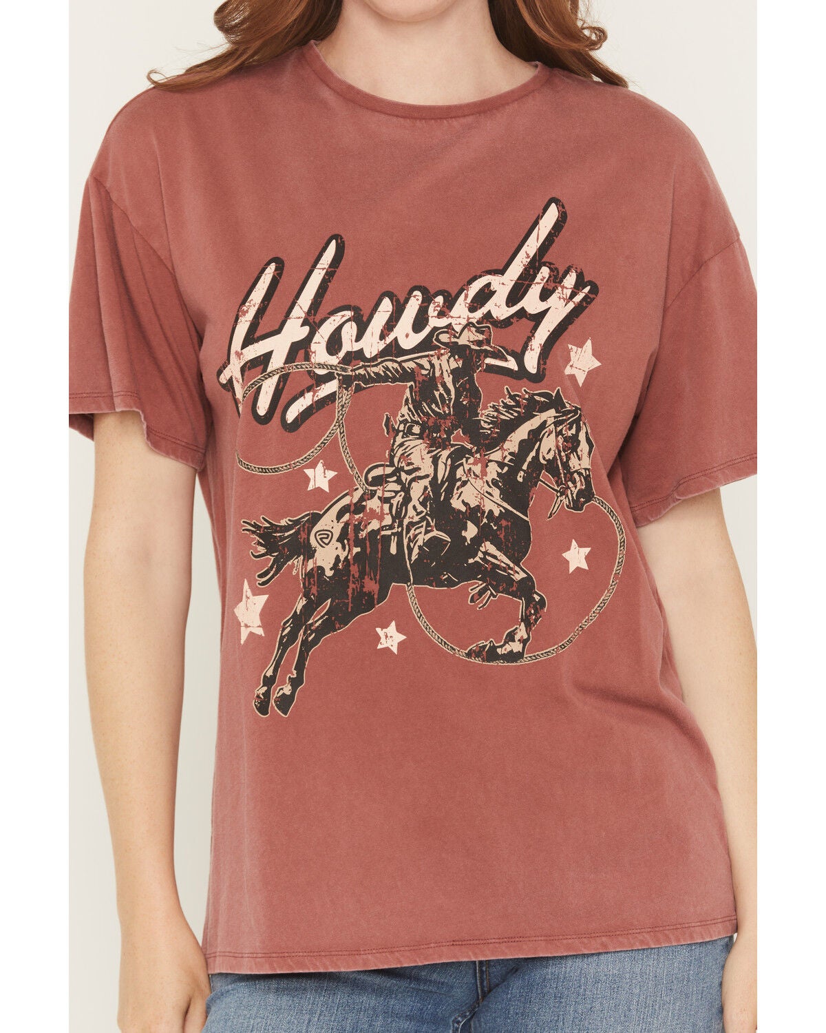 Image #3 - Rock & Roll Denim Women's Howdy Horse Short Sleeve Graphic Tee, Rose, hi-res