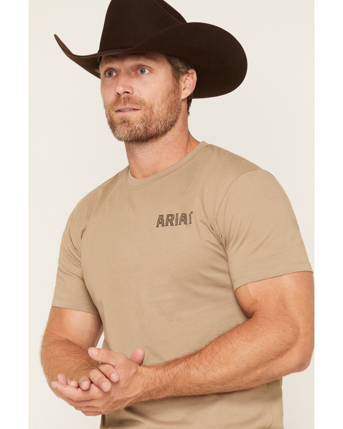 Image #3 - Ariat Men's Steer Lockup Short Sleeve Graphic T-Shirt, Taupe, hi-res