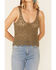 Very J Women's Crochet Knit Sweater Tank Top, Olive, hi-res