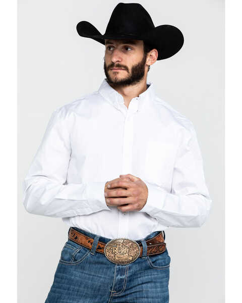 Image #1 - Cody James Core Men's White Solid Long Sleeve Western Shirt , , hi-res