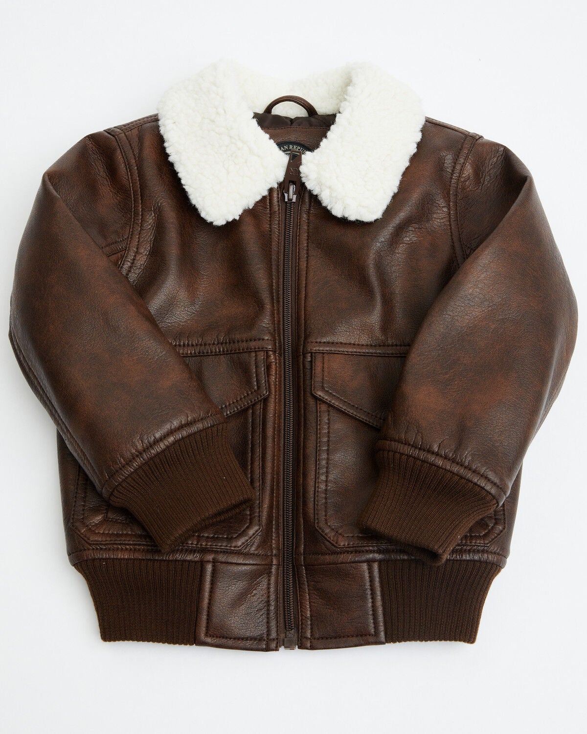 Urban Republic Toddler Boys' Faux Leather Aviator Jacket, Dark Brown, hi-res