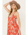 Image #2 - Wild Moss Women's Floral and Paisley Print Hanky Hem Midi Dress, Red, hi-res