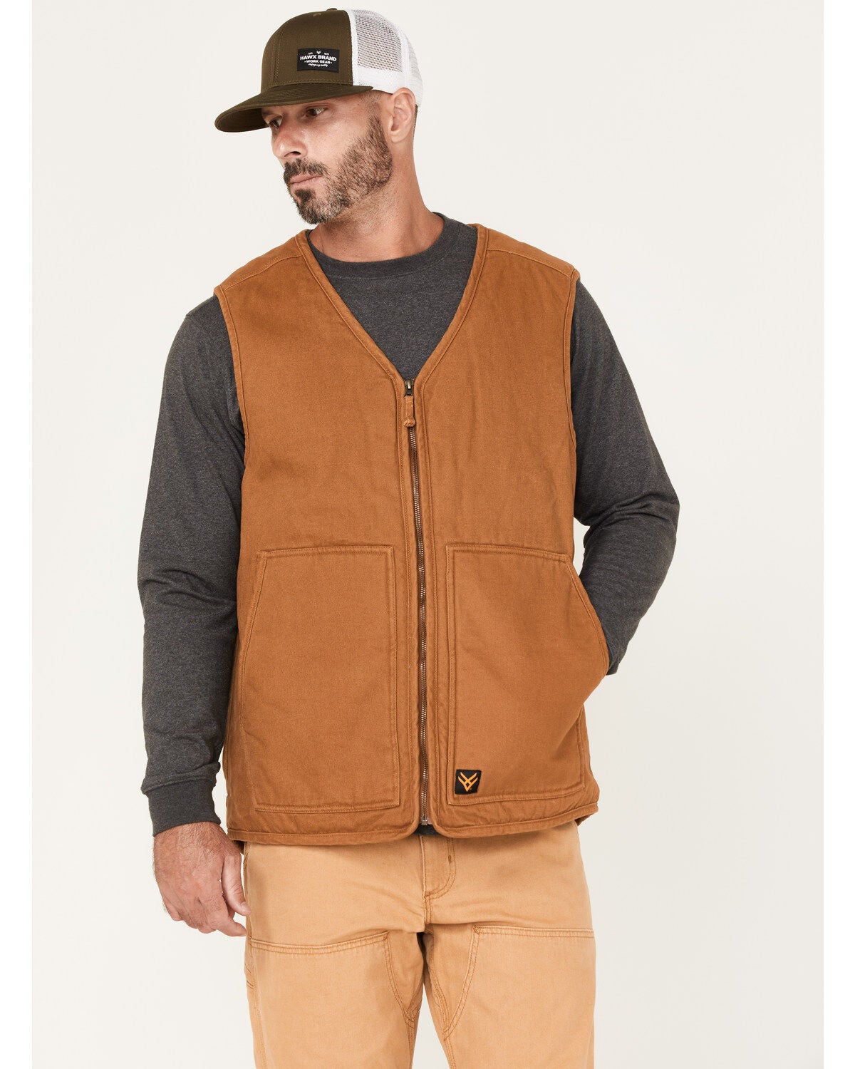 Hawx Men's Weathered Canvas Sherpa Lined Vest - Big, Rust Copper, hi-res