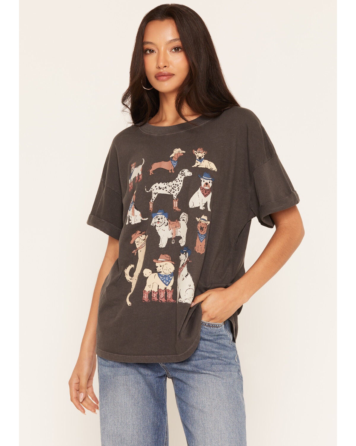 Girl Dangerous Women's Western Dog Short Sleeve Graphic Tee, Black, hi-res