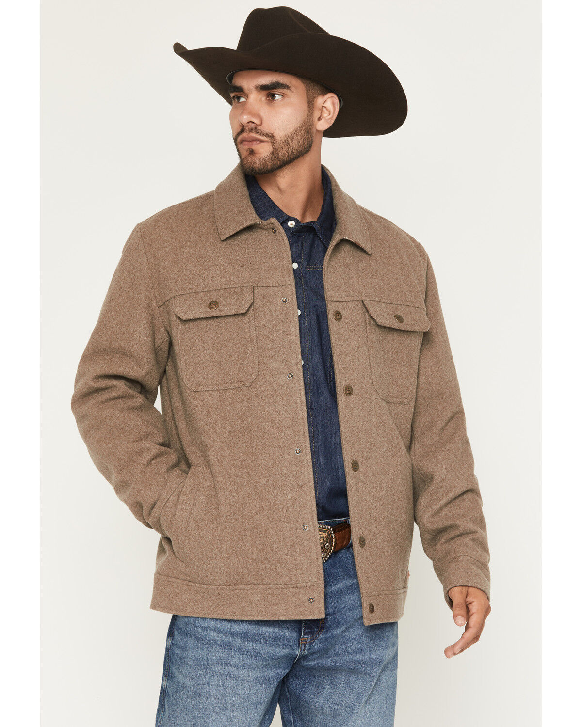 Image #1 - Panhandle Slim Men's Oakland Heathered Snap Jacket, Taupe, hi-res