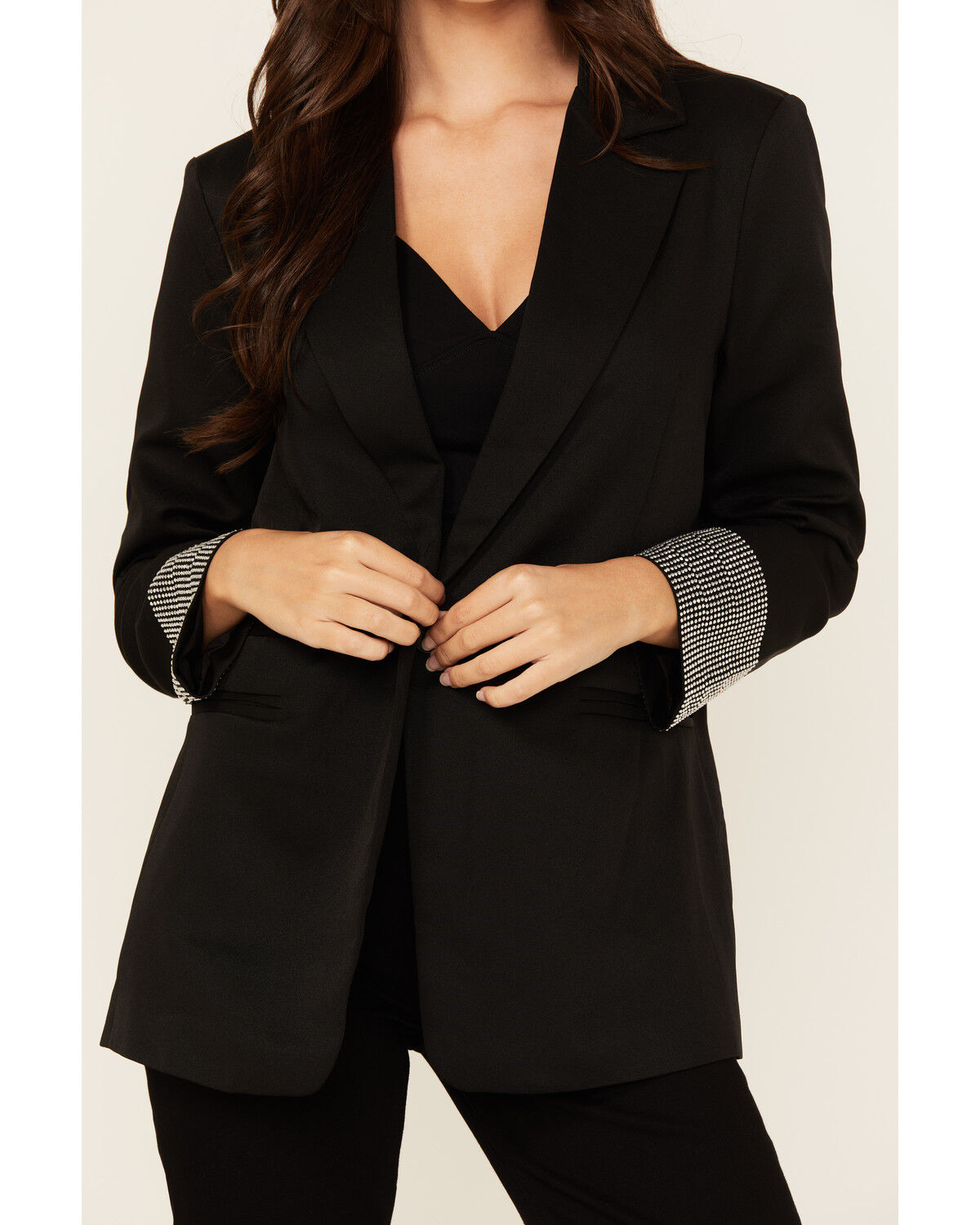 Image #3 - Revel Women's Rhinestone Cuff Blazer, Black, hi-res