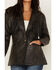 Cripple Creek Women's Black Antique Studded Fringe Lamb Nappa Snap Blazer , Black, hi-res
