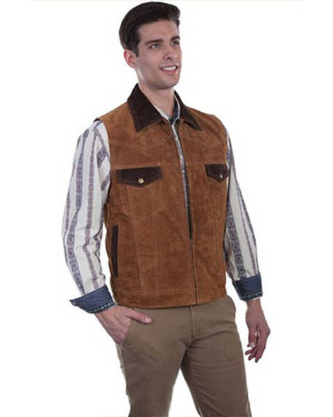 Scully Men's Two Tone Concealed Carry Suede Vest, Coffee, hi-res