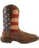 Rebel by Durango Men's Steel Toe American Flag Western Work Boots, Brown, hi-res