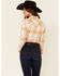 Shyanne Women's Plaid Print Long Sleeve Button Down Western Core Shirt , Pecan, hi-res