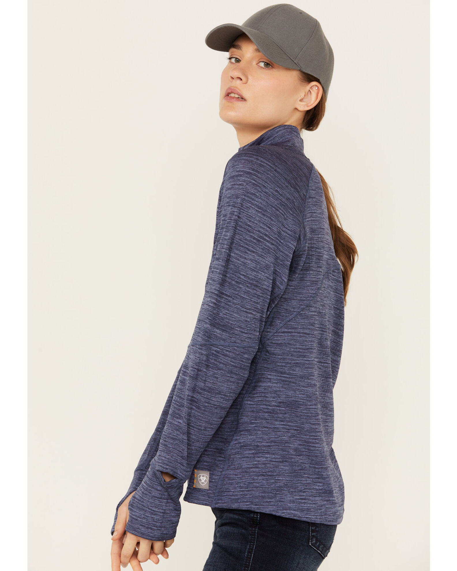 Image #2 - Ariat Women's Rebar Gridwork Baselayer 1/4 Zip T-Shirt, Blue, hi-res