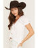 Image #2 - Angie Women's Flutter Sleeve Ruffle Top, White, hi-res