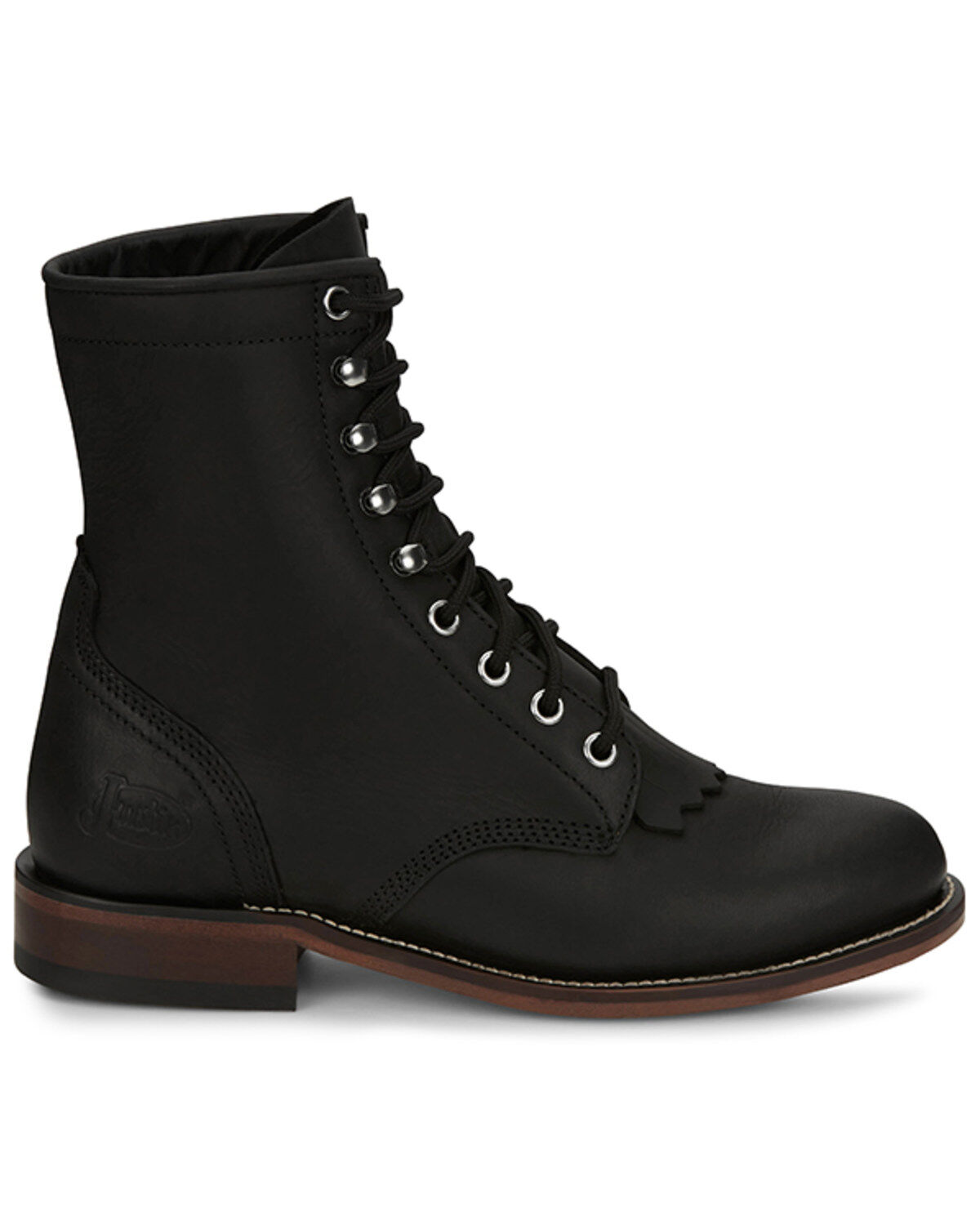 Image #2 - Justin Women's McKean Lace-Up Boots - Round Toe, Black, hi-res