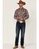 Image #2 - Rough Stock By Panhandle Men's Ombre Plaid Print Long Sleeve Pearl Snap Western Shirt, Maroon, hi-res