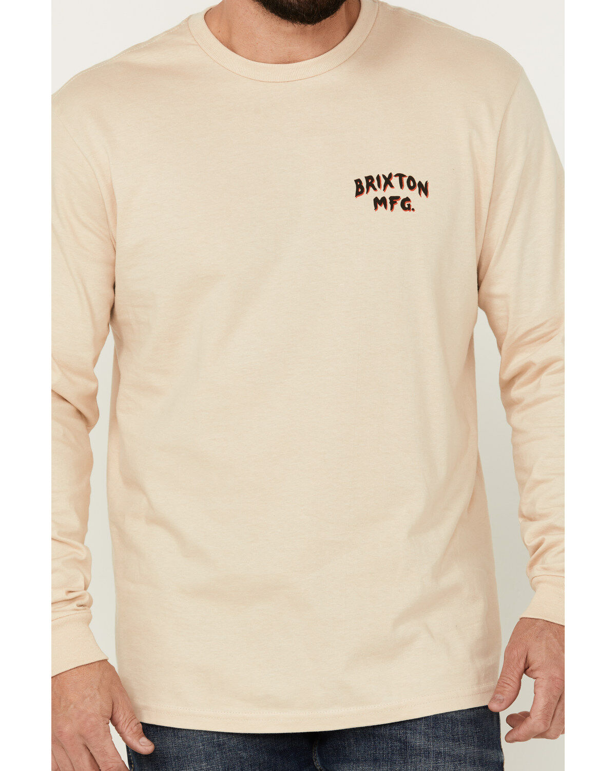 Image #3 - Brixton Men's Trailmoor Snake And Skull Graphic Print Long Sleeve Shirt, Cream, hi-res