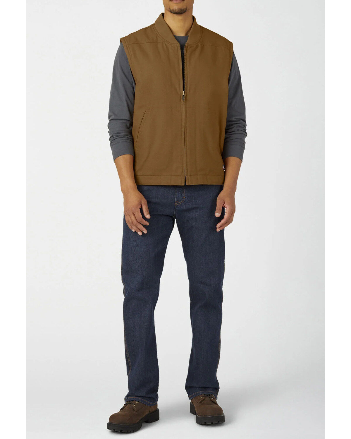 Image #3 - Dickies Men's Rinsed Brown Brushed Sherpa Duck Work Vest, Brown, hi-res