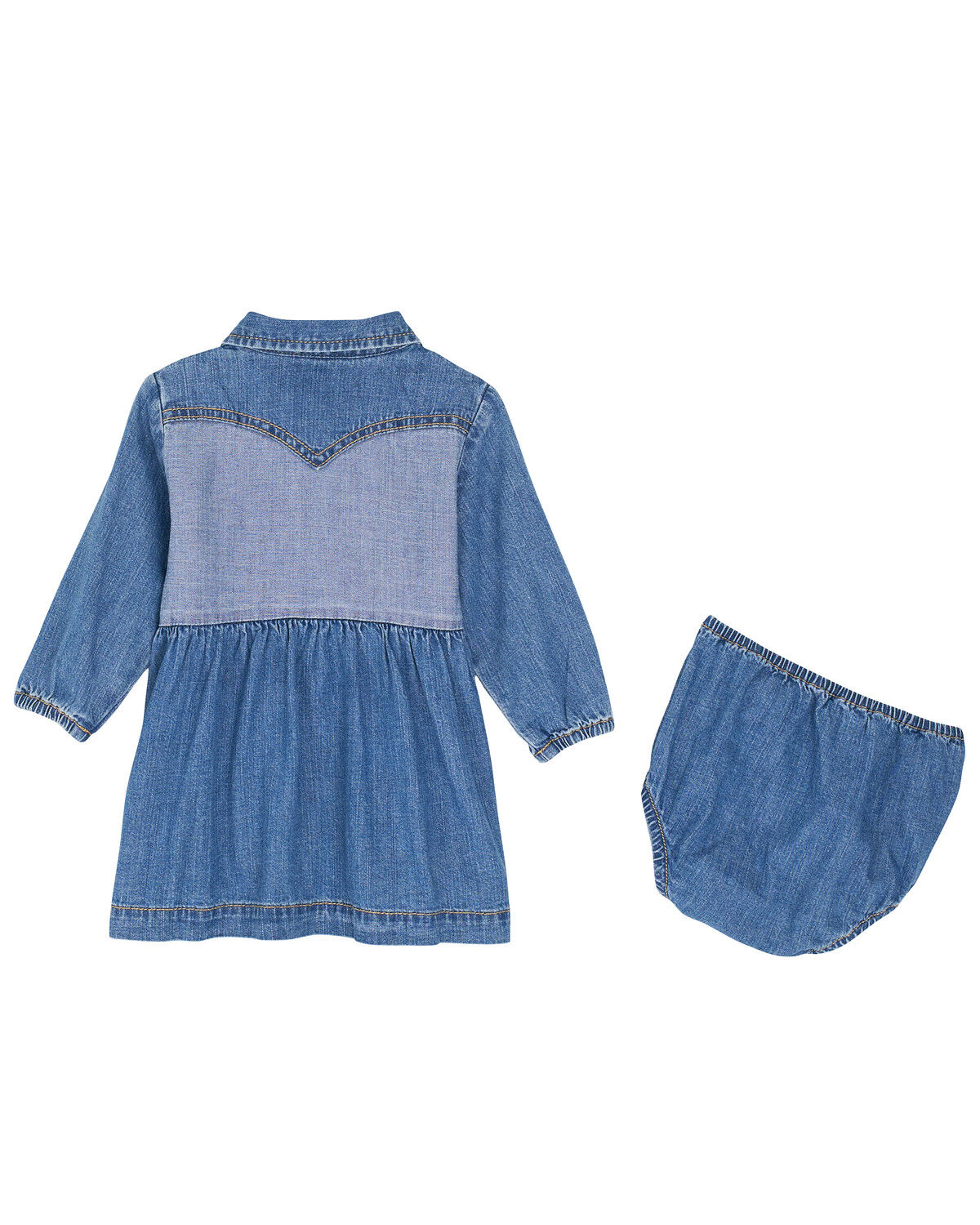 Image #2 - Wrangler Infant Girls' Two Tone Long Sleeve Dress Set - 2 Piece, Blue, hi-res