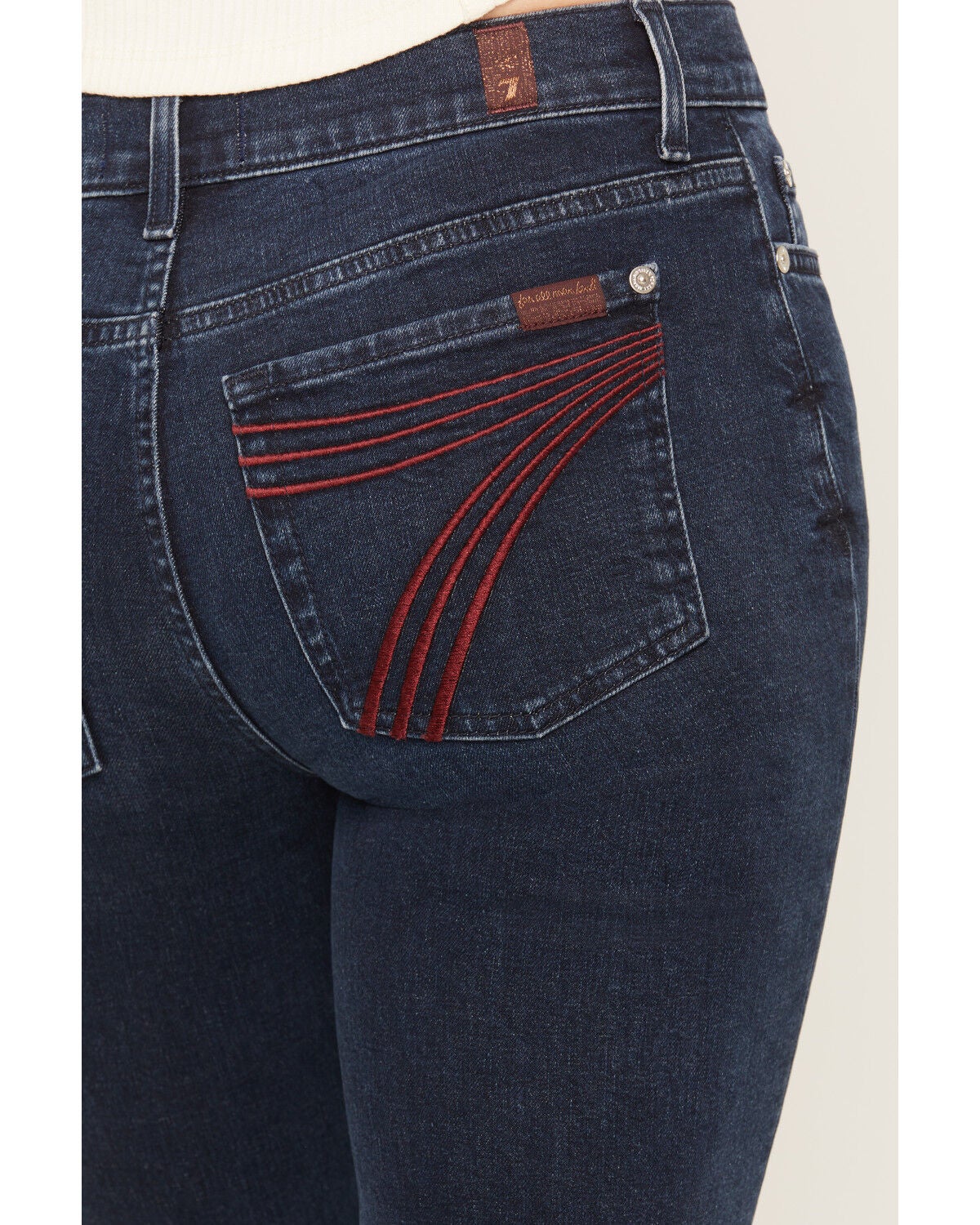 Image #4 - 7 For All Mankind Women's Shadowleaf Dark Wash High Rise 34" Dojo Trouser Stretch Denim Jeans, Dark Wash, hi-res