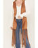 Shyanne Women's Faux Suede Fringe Vest, Brown, hi-res