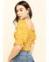 Image #2 - Loveriche Women's Floral Print Smocked Crop Top, Mustard, hi-res