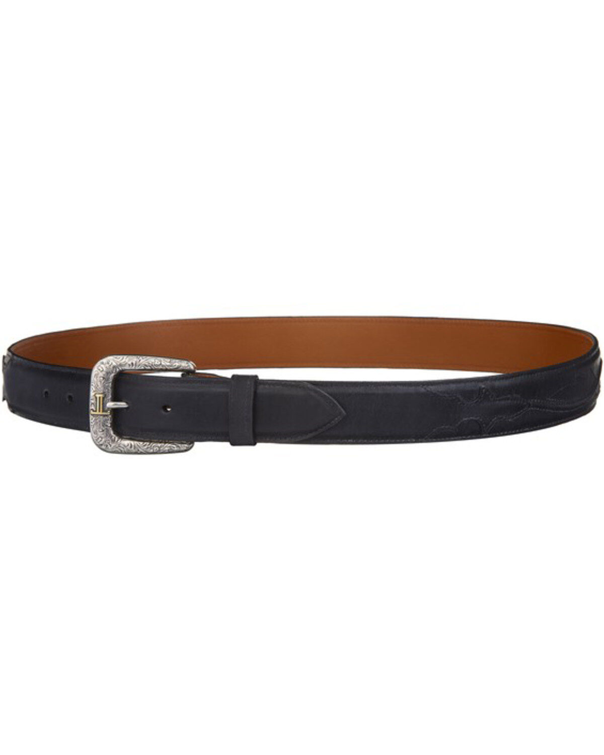Image #2 - Lucchese Men's Black Calf Leather Seville Stitch Belt, , hi-res