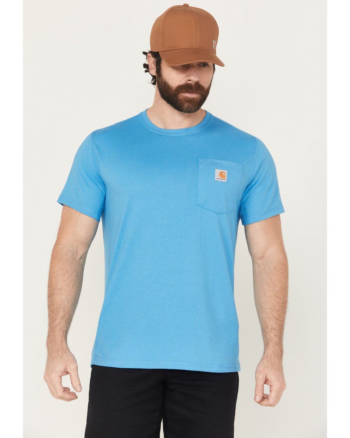 Carhartt Men's Force Relaxed Fit Short Sleeve Pocket T-Shirt, Blue, hi-res