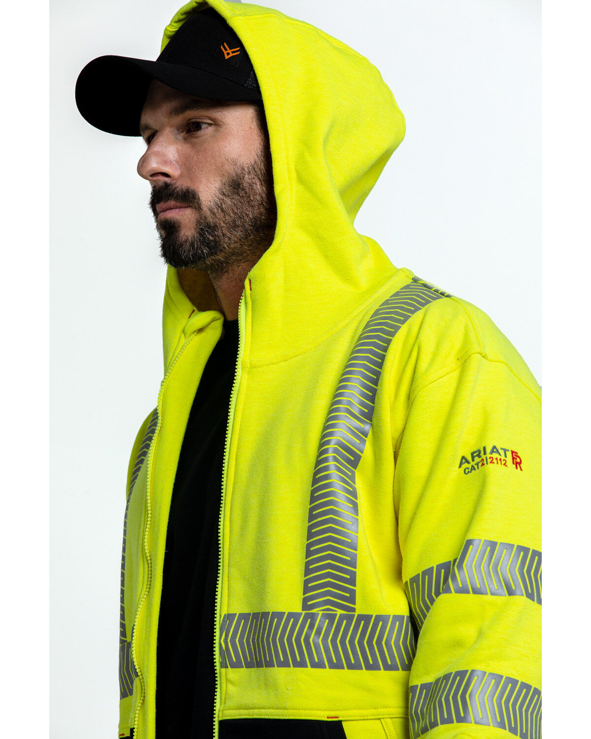 Image #5 - Ariat Men's FR Hi-Vis Full Zip Work Hooded Jacket, Bright Yellow, hi-res