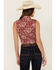 Image #4 - Wrangler Retro Women's Paisley Print Sleeveless Pearl Snap Western Shirt, Red, hi-res