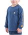 Image #1 - Carhartt Boys' Long Sleeve Logo Pocket T-Shirt, Dark Blue, hi-res
