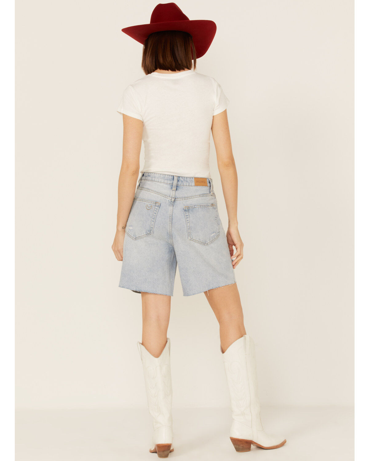Image #3 - Show Me Your Mumu Women's Brentwood Distressed Denim Jean Shorts, Blue, hi-res