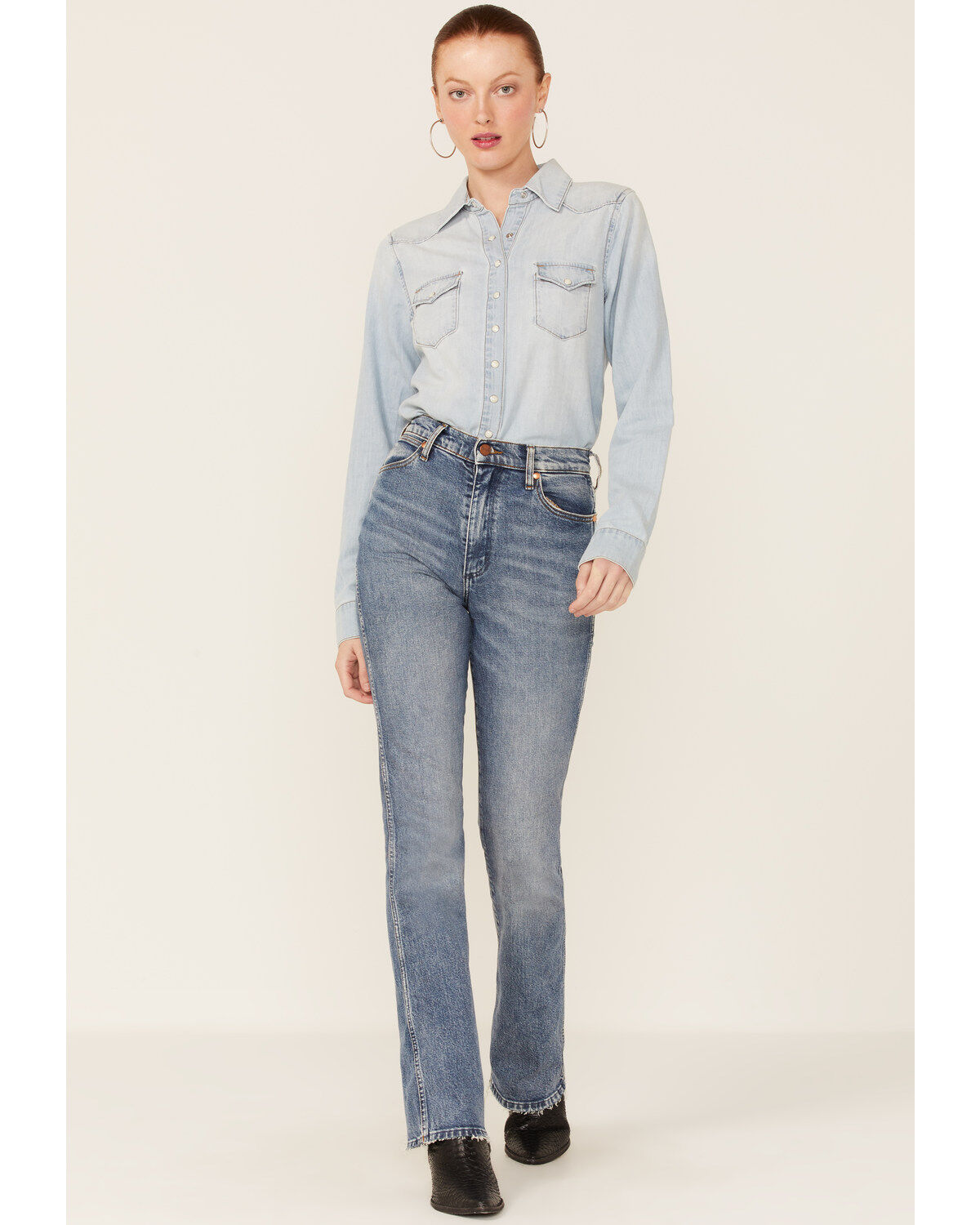 Image #5 - Shyanne Women's Light Wash Shy Life Western Denim Shirt, , hi-res