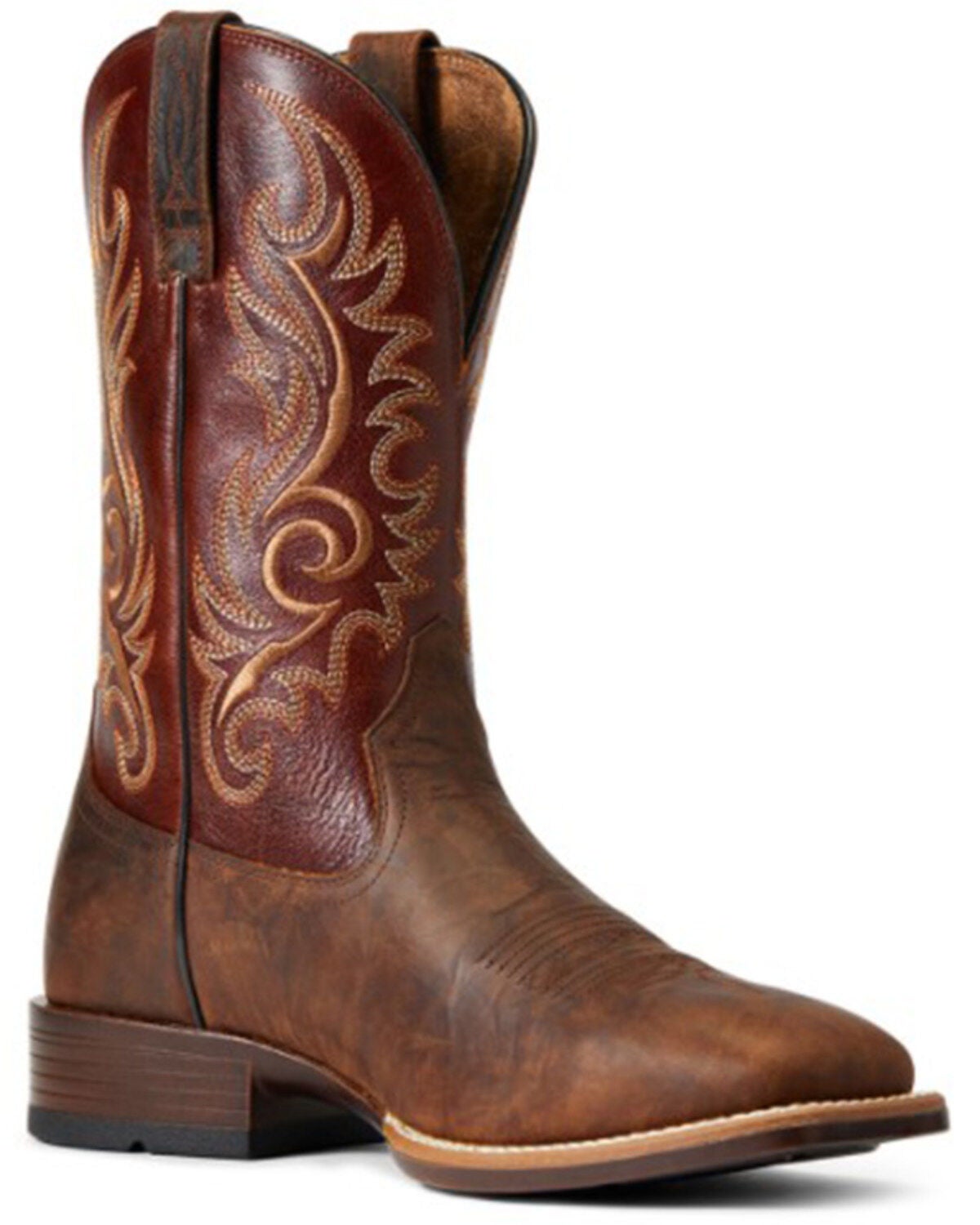 Ariat Men's Bar Top Barrel Lasco Ultra Performance Western Boot - Broad Square Toe, Brown, hi-res