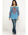Honey Creek by Scully Women's Avalanche Peasant Blouse, Blue, hi-res