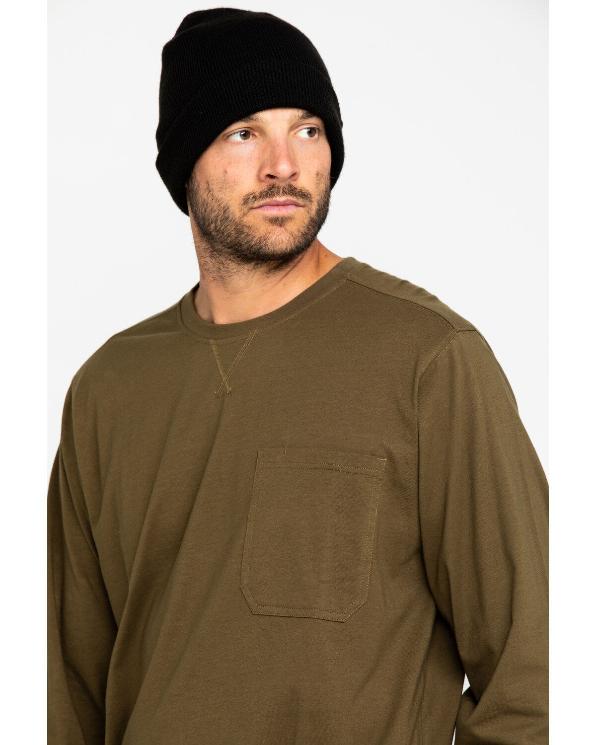 Image #5 - Hawx Men's Olive Long Sleeve Work Pocket T-Shirt - Tall, , hi-res